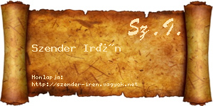 Szender Irén névjegykártya